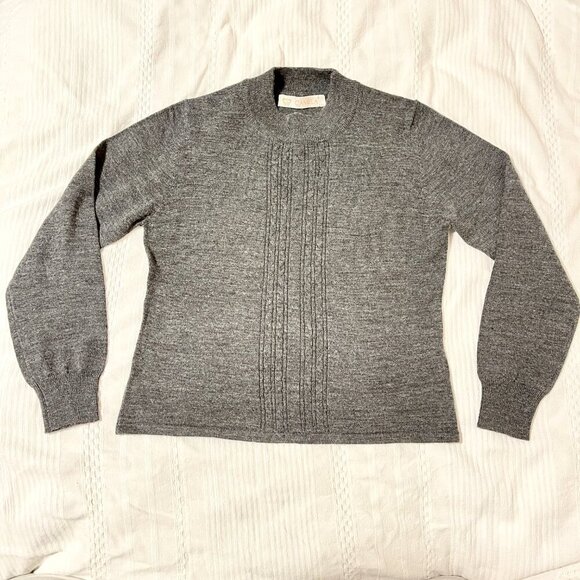 Vintage Camela Wool Knit Mockneck Sweater Grey- M - Picture 3 of 11
